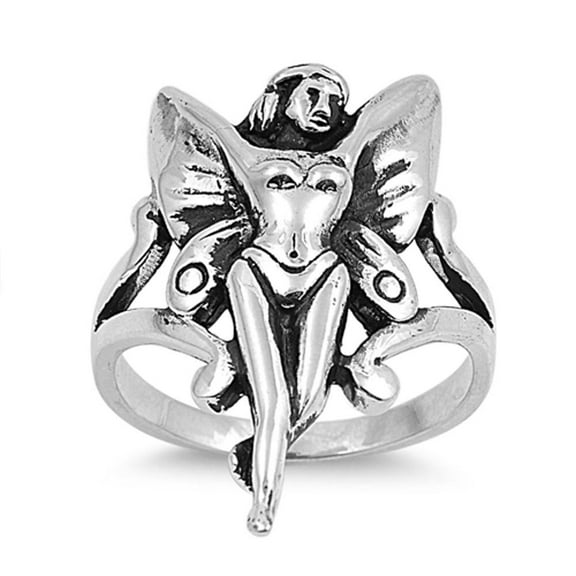 Oxidized Angel Fairy Filigree Mystical Ring ( Sizes 5 6 7 8 9 10 ) .925 Sterling Silver Band Rings (Size 6)
