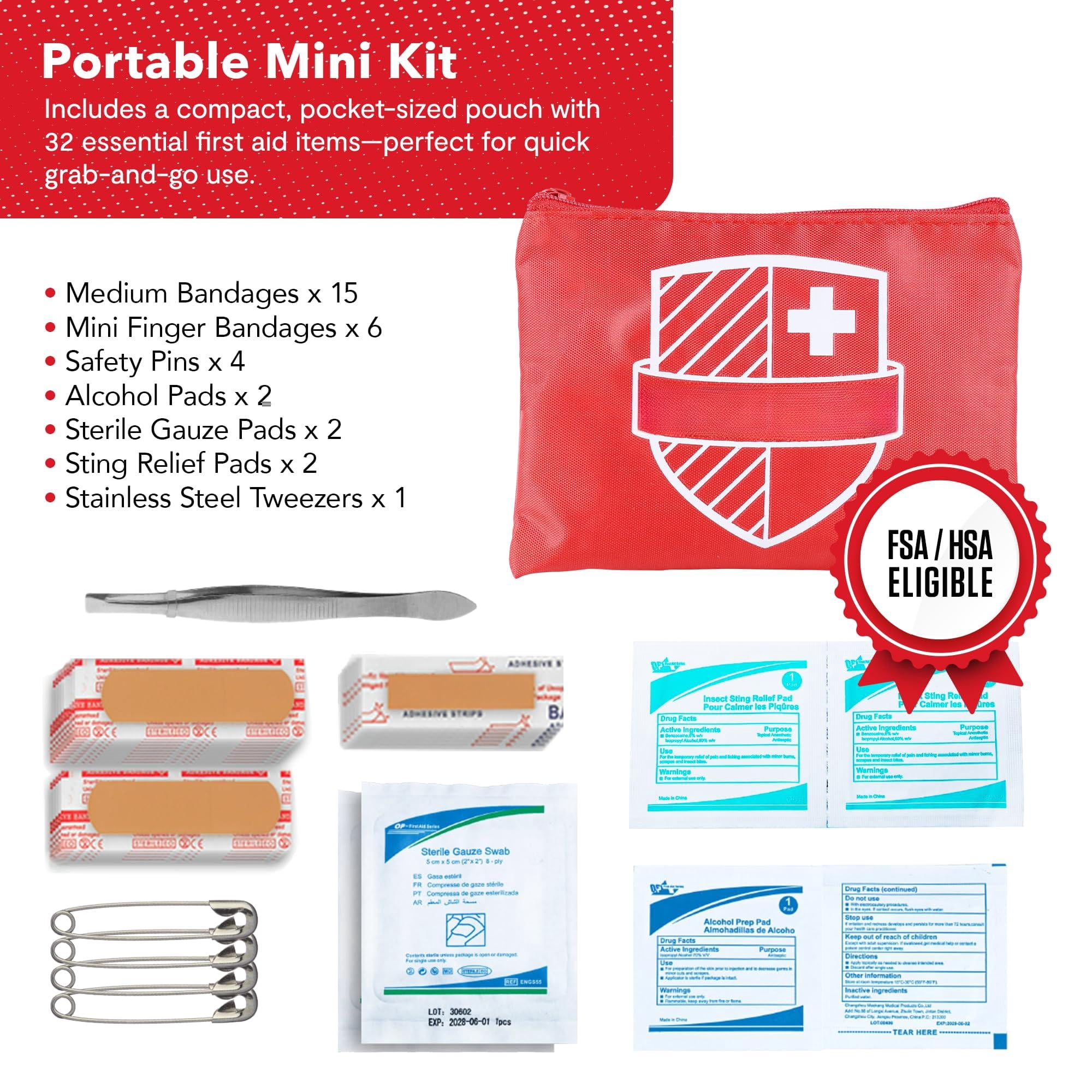 2-in-1 First Aid Kit For Car  Travel & Home Businesses - Bonus Mini Emergency Camping Fsa Hsa Eligible 348 Large Hardcase Fak