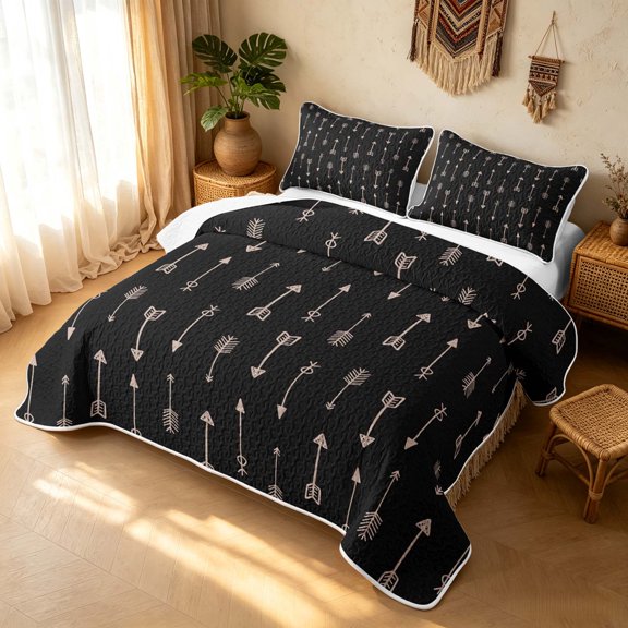 Erosebridal Traditional Arrow Twin Quilt Set, Gothic Cottage Twin Coverlet Set, Black Blush 2-Piece, 1 Bedspread and 1 Pillowcase
