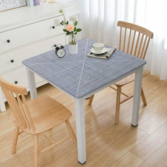 HAOXIT Small Square Cotton Linen Fabric Grey Checkered Table Cover s for Kitchen Dining Party Tabletop Decoration 36*36