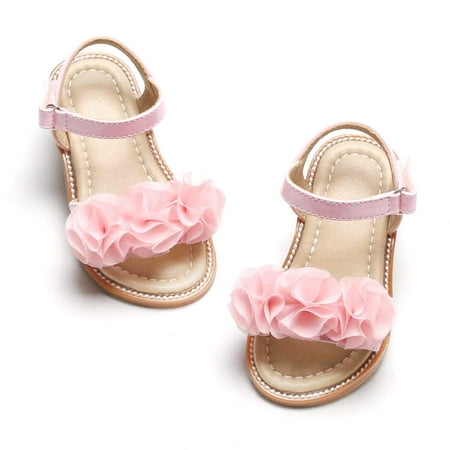 

Toddler Girl Pink Sandals Size 10 - Little Girl Easter Summer Dress Shoes Lightweight Open Toe Beach Holiday