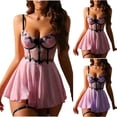 thumbnail image 4 of JSGEK Women Crisscross Strappy Sheer Mesh 2 Piece Set Crop Top and High Waist Bottom Lingerie for Pool Party Pink S, 4 of 6