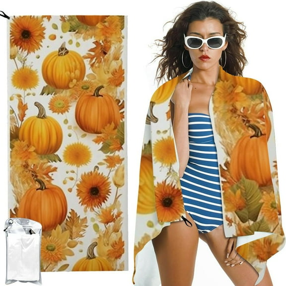 BCIIG Fall Autumn Pumpkins Hand Towels Rustic Pumpkin Leaves Acorns Flowers Bathroom Towel Soft Absorbent Bath Towel Bathroom Give Thanks Thanksgiving Decor Gifts 27.5x55in