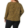 thumbnail image 4 of DARING DIVA Women's Plus Polka Dot V Neck Long Sleeve Blouse 1X Brown, 4 of 6