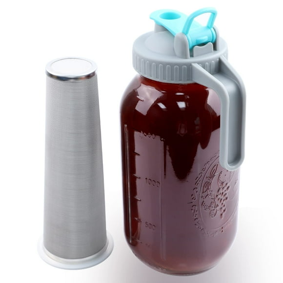 GMSWEET Mason Jar Cafetera de preparación fría, 64 oz (2 cuartos de galón), jarra de preparación fría de boca ancha con filtro de preparación para café, té helado, té solar, limonada