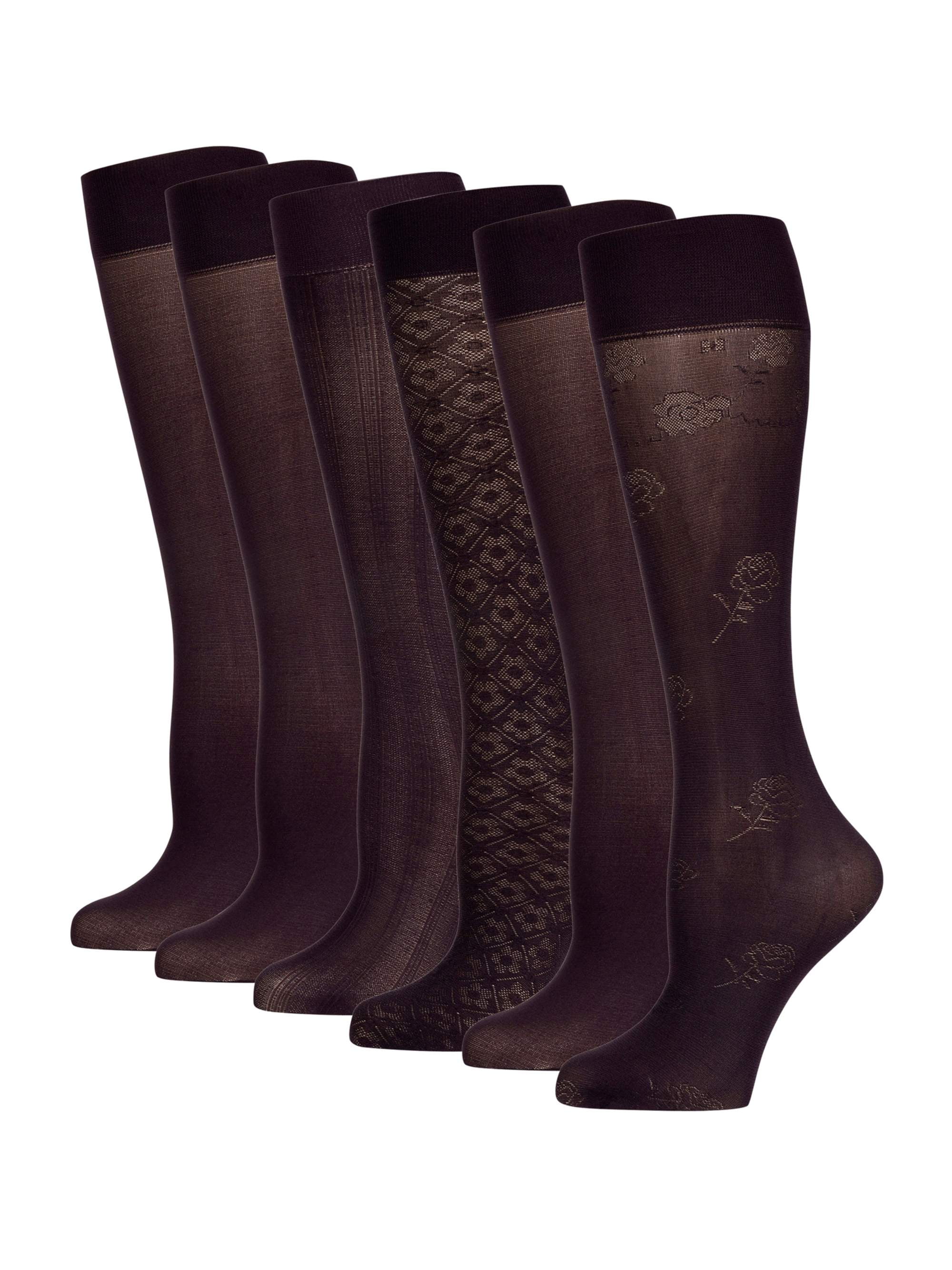 Ladies Leaves Trouser Socks, 6 Pairs