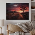 thumbnail image 2 of Designart "Pink Black Sunrise Majestic horizon I" Landscape Sunset Print on Natural Pine Wood, 2 of 5