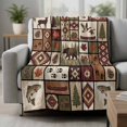 thumbnail image 2 of Country Patch Plaid Blanket Soft Cozy Warm Throw Blanket for Couch, Plush Fuzzy Flannel Fleece Blankets for Sofa, Brown Farmhouse Retro Bear Deer Cabin Bed Blankets Lightweight Gifts for Men, 50"x80", 2 of 9