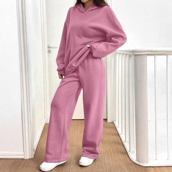 Stralyhd Long Sleeve Hoodies Set for Women Hooded Pockets Tracksuit Fall Comfy Sweatsuits Athletic 2 Piece Jogger Set Watermelon Red S
