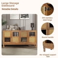 thumbnail image 2 of 59'' Retro 4-Door Sideboard with Rattan Doors and Transparent Glass, Buffet Cabinet for Entryway Dining Room Kitchen Living Room, Brown, 2 of 9