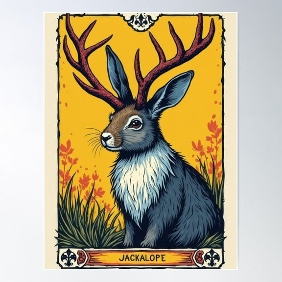 One-Eyed Jackalope Poster Wall Art, Modern Wall Decor For Living Room Bedroom, 8x12 UNFRAMED