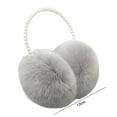 thumbnail image 6 of Dengjunhu 1PC/2PCS Winter Ear Muffs Women Warm Earmuffs Imitation Pearl Decor Faux Rabbit Ear Warmer Soft Plush Outdoor Plush Ear Cover, 6 of 8