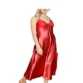 thumbnail image 1 of YOPTOP Robe de Pyjama pour Femmes en Satin Soyeux Longue Tenue de Nuit à Col en V, Rouge, G, 1 of 6
