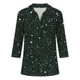 thumbnail image 5 of TKLPEHG Womens 3/4 Sleeve Tops V-Neck Tunic Tops Glitter Print Graphic Tee Summer Comfy Fashion 3/4 Sleeve T Shirts Casual Loose Outfits (Army Green,XL), 5 of 5