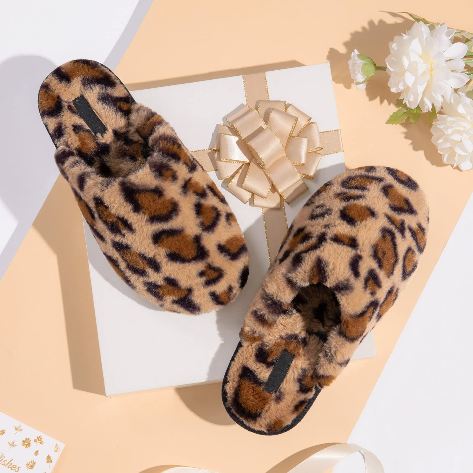 DualTop Women's Memory Foam Slip-On Slippers, Leopard photo 6