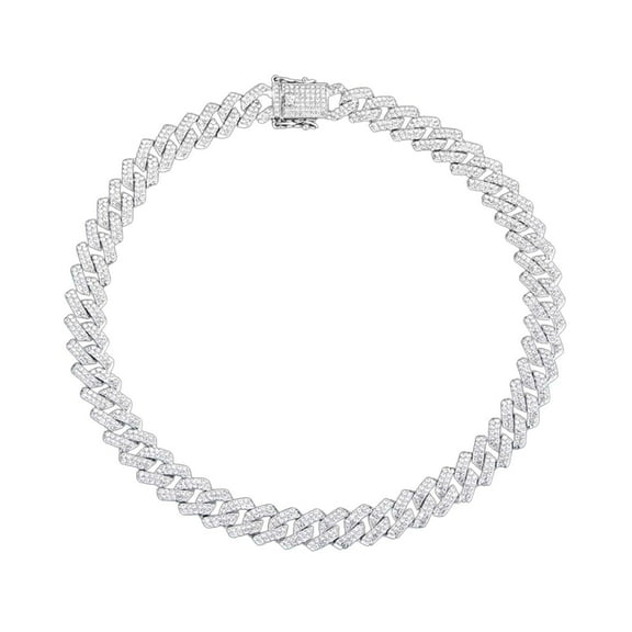 Necklaces for Womennecklaces & Pendants Mens Cuban Link Chain Necklace Silver 12Mm Diamond Prong Cuban Chain 18Inch Length Hip Hop Jewely with Gift Box(Silver 20) (Silver )