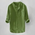 thumbnail image 2 of Mens Shirts Casual Button Down Spring Summer Solid Color Lapel Large Size Holiday Short Sleeved Green Fall Clothes for Men size XXXL, 2 of 6