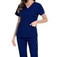 thumbnail image 4 of Conjunto de uniforme de enfermería Yuyangstore trajes de trabajo ropa de trabajo profesional pantalones de enfermera Azul oscuro L, 4 of 4