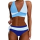 thumbnail image 1 of MKLEKYY Trajes De Baño Women High Waisted Bikini Sets Swimsuits Color Block Two Piece Drawstring Bathing Suit, 1 of 6