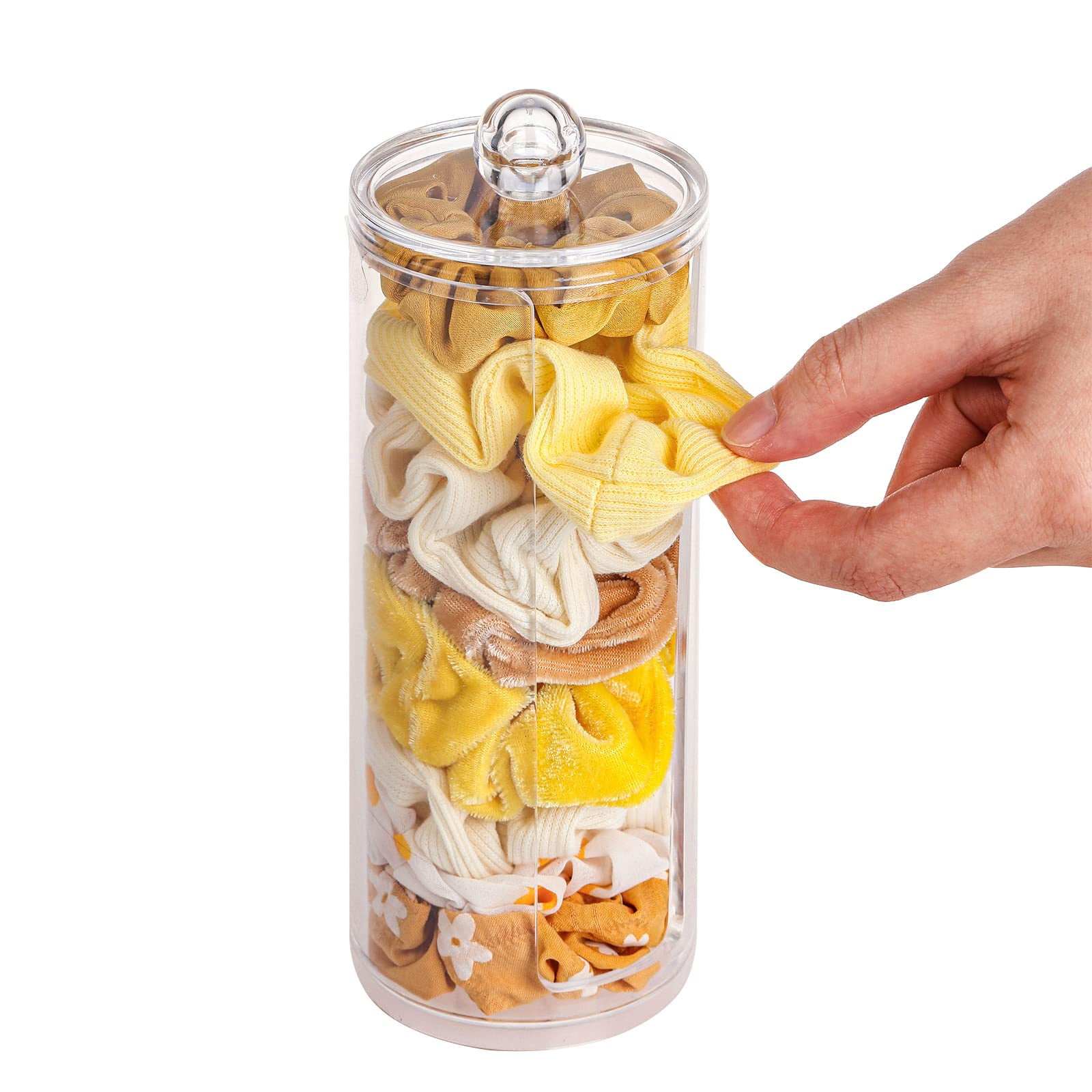 Clear Scrunchie Holder Stand with Lid Portable Hair Tie Organizer