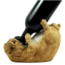 Ebros Adorable Apricot Fawn Pug Wine Holder 8.25" Long Canine Dog Wine Bottle Holder Caddy Figurine