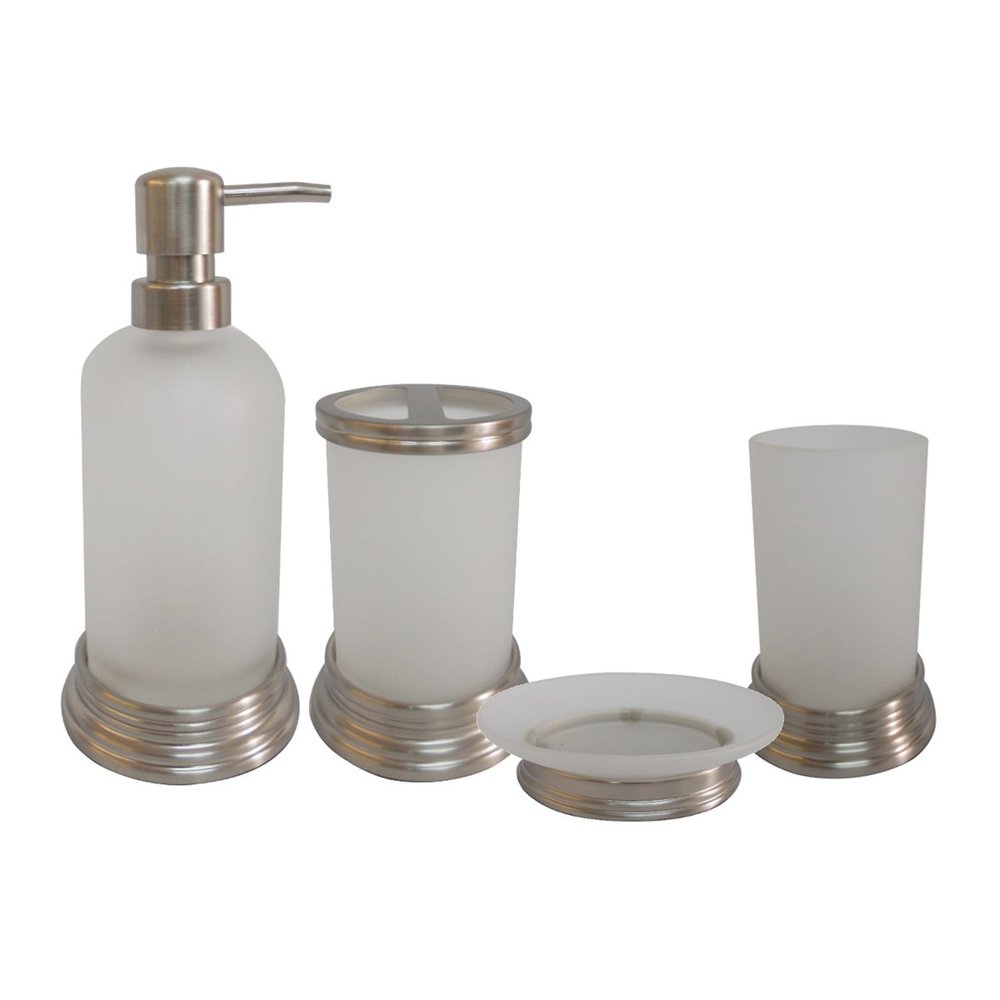 Elegant Home Fashions Misty Glass and Chrome Bath Accessory 4piece Set