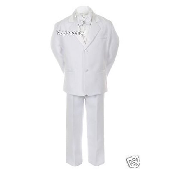 Baby Toddler Kid Teen 1st Communion Wedding Formal White Tuxedo Boy Suit sz S-20
