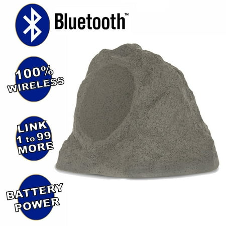 Theater Solutions B63GR Fully Wireless 100 Watt Rechargeable Battery Bluetooth 6.5" Rock Speaker Slate Grey Link Up To 99 Speakers Wirelessly