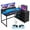 Black, variant on Romorgniz Gaming Desk Computer Desk with LED Lights & Power Outlet Reversible l Shaped Desk with 3 Drawers 40"L Office Desk with Monitor Stand for Gaming Room,Home Office,Bedroom,Black