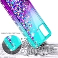 thumbnail image 3 of Nagebee Case for Samsung Galaxy A51 4G with Tempered Glass Screen Protector (Full Coverage), Sparkle Glitter Liquid Bling Diamond [Ring Holder & Wrist Strap] Women Girls Cute Case (Aqua/Purple), 3 of 6
