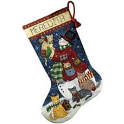 Snowman and Kittens Stocking Needlepoint Kit, 16"