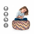 thumbnail image 2 of Aztec Storage Toy Bag Chair, Chevron Art Pattern Inspired by Indigenous Cultural Heritage, Stuffed Animal Organizer Washable Bag, Large Size, Multicolor, by Ambesonne, 2 of 3