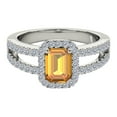 thumbnail image 2 of AoneJewelry Aone Jewelry 10K Solid White Gold Ring 2 Carat (I-J, I1-I2) Emerald Cut Natural Citrine and Diamonds, 2 of 5