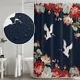 thumbnail image 4 of Navy Blue Crane Shower Curtain Set - 48" x 72" Washable Bathtub Curtain with 12 Hooks, Vintage Red Teal Spring Floral Botanical Waterproof Fabric Stall Shower Curtains for Bathroom/Bathtub Décor, 4 of 6