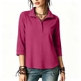 thumbnail image 5 of Warop Women's 3/4 Sleeve Sweatshirt Fall Winter Casual Lapel Collar Button Pullover Top for Daily Office, 5 of 9