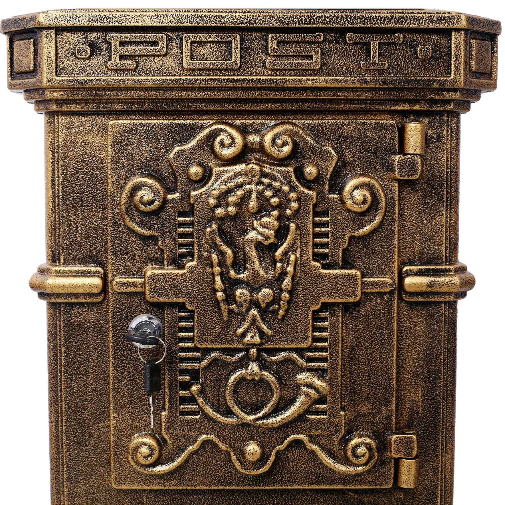Large Capacity Outdoor Mailbox, Rainproof Floorstanding Letter Box Statue for Garden, Residential Use, Copper