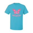 thumbnail image 2 of Wild Bobby, Butterfly Pink Ribbon Faith Hope Love, Breast Cancer Awareness, Men Graphic Tee, Light Turquoise, Large, 2 of 5