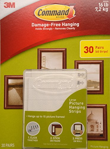 3M Command Strips LARGE Picture Hanging Adhesive Stick on Frame Damage Free 