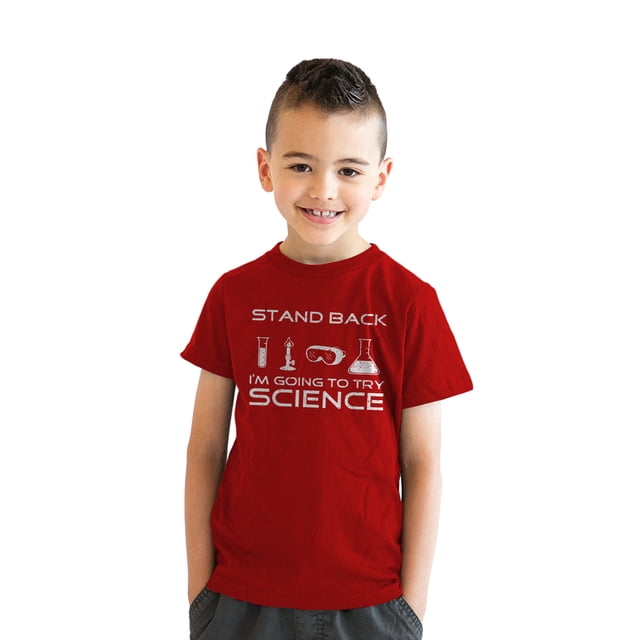 Youth Stand Back Science Funny Shirts Cool Humorous Nerdy T shirts for Geeks (Red) - XL