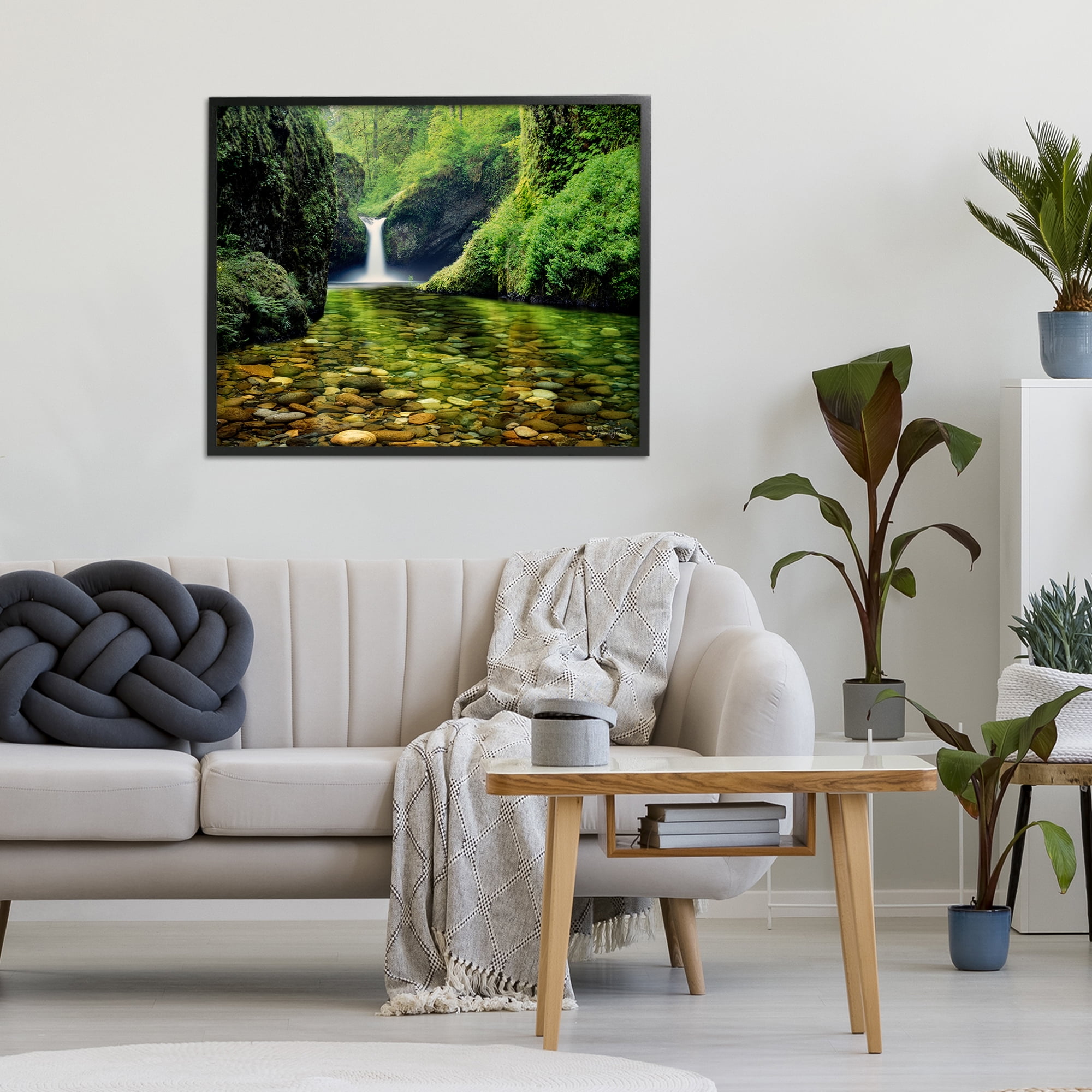 Stupell Industries Punchbowl Falls in Emerald Forest Black Framed Giclee Art, design by Dennis Frates