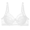 thumbnail image 4 of IWRICH Women's Lace Bra Sheer Underwire Unlined Plunge Everyday Bras Full Coverage Bralettes White 95D, 4 of 5