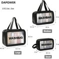 thumbnail image 4 of Transparent Waterproof 3-Piece PU & PVC Toiletry Organizer Set - Large, Medium, Small Solid Color Travel Cosmetic Bags with Zipper Closure for Makeup, Toiletries, Stationery, and More (Black), 4 of 6