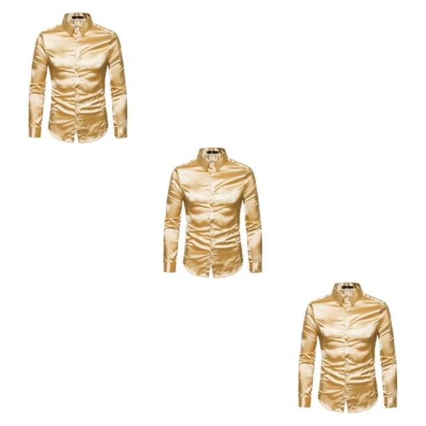 Sonducket Slim Fit Camisetas de manga larga para hombres - Transpirable y lavable a máquina Camisa de satén para hombres Camisa formal de manga Type1 NO1