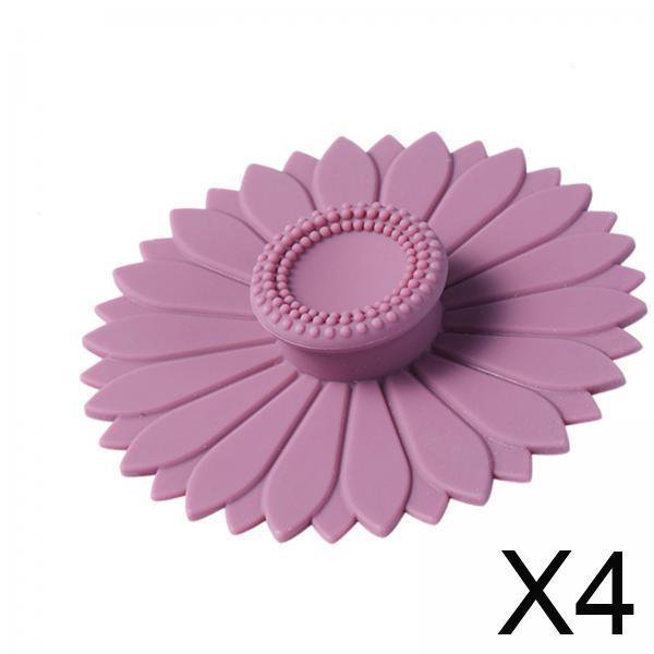 4 Tapas De Silicona Para Tazas, A Prueba De Polvo, Creativas, Para Oficina, Hogar, Exteriores, Color Morado