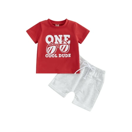 

Bagilaanoe 2pcs Newborn Baby Boy Short Pants Set Short Sleeve Letter Print T-Shirts Tops + Shorts 6M 12M 18M Infant Casual Birthday Outfits