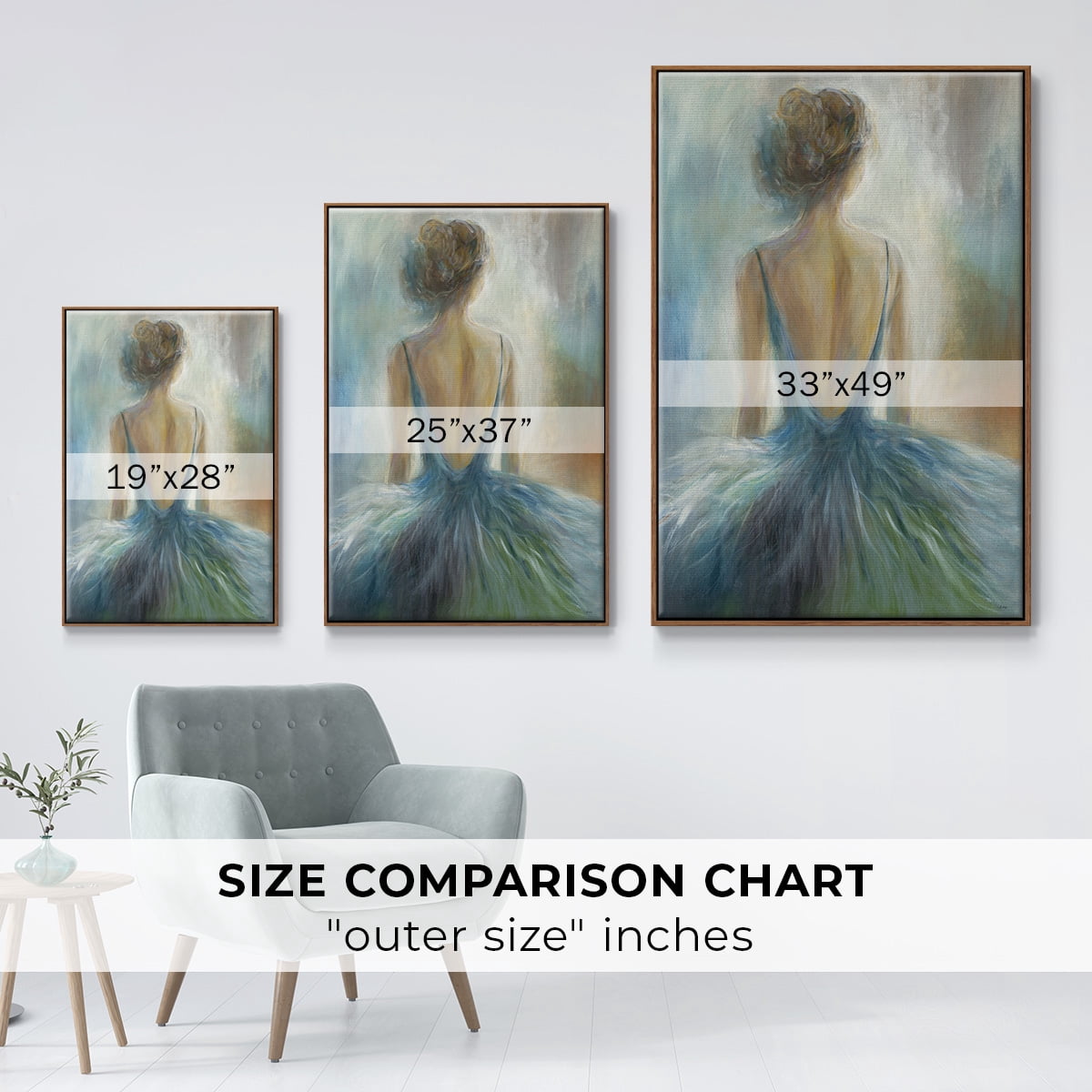 Lady in Blue Framed Premium Gallery Wrapped Canvas - Ready to Hang - 27 x 41 - Walnut Floating Frame