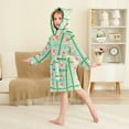 thumbnail image 2 of FORMRS Niños Bathrobe Unisex Hooded Robe Soft Plush Pajamas Sleepwear, Size 7-9T, Green Blossom Mosaic, 2 of 7