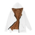 thumbnail image 7 of BLTIBY Women's Fleece Sweatshirt Jacket Hoodies Fall Winter Solid Colour Zip Up Drawstring Sherpa Lined Warm Winter with Pockets White M, 7 of 7