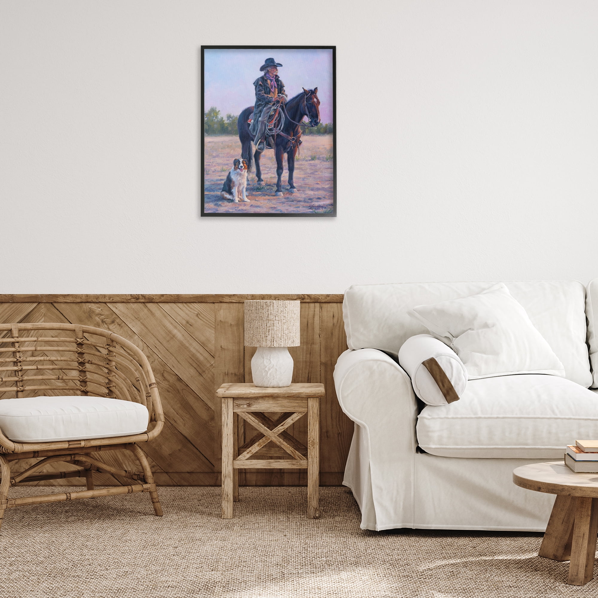 Stupell Industries Old Timers Cowboy Animals & Insects Painting Black Framed Art Print Wall Art, 24 x 30