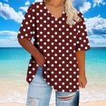thumbnail image 5 of JSheng Summer Plus Size Womens T-Shirts Women's Oversized V-neck Short Sleeve Polka Dot Casual Loose Tops Wine M, 5 of 5